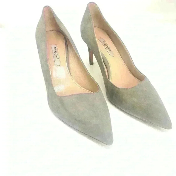 M.M.Lafleur Pumps High Heel Vanessa Womens EU 38 Suede Leather Taupe Career EUC - Picture 1 of 11